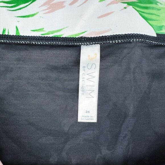 Swim By Cacique Lane Bryant Green Palm Frond Monstera Leaf Bikini Bottom Size 24 - Picture 3 of 4